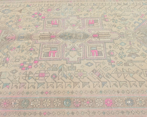 13 Ft Vintage Brown Persian Style Hand Knotted Low Pile Wool Runner Rug